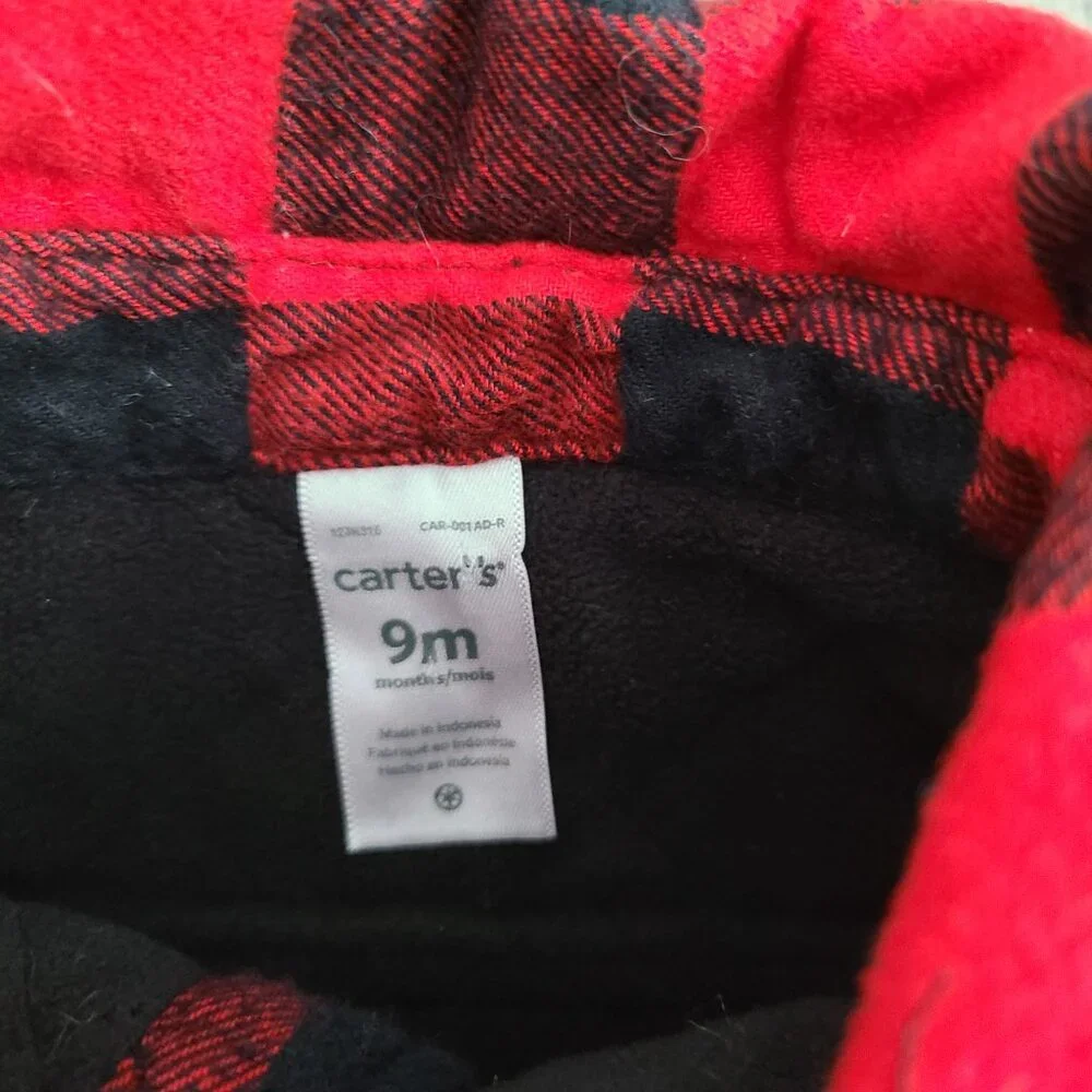 Carter’s Baby Boy Fleece-Lined Buffalo Plaid Shirt Size 9M